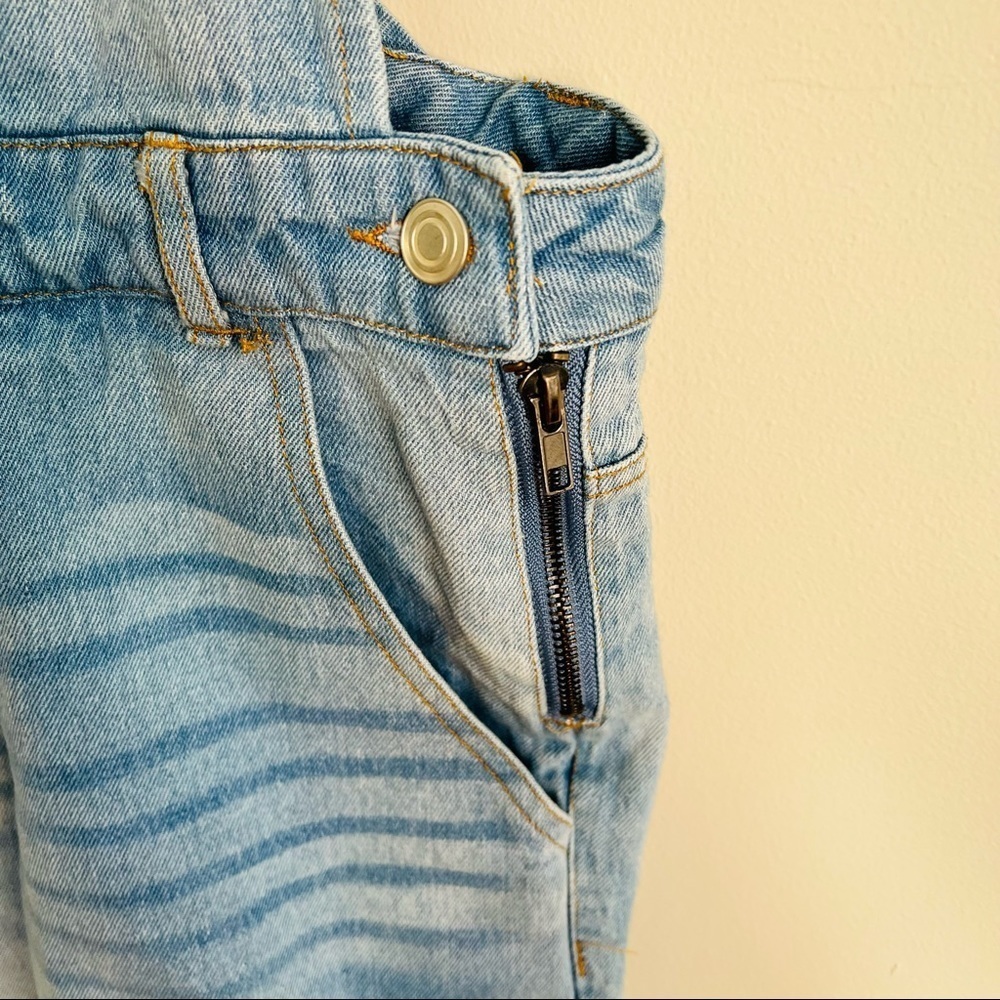 Sans Souci light washed distressed denim overalls - Picture 3 of 5